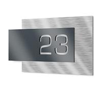 Graviers Design Targhetta per numero civico in acciaio inox V2A, 480 x 264 mm, antracite metallico, resistente alle intemperie antiruggine, personalizzabile secondo il proprio numero, Made in Germany