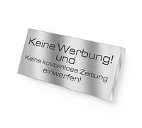 Graviers - Targhetta in acciaio inox per cassetta delle lettere, con incisione in ox, Nessuna pubblicità per la cassetta delle lettere, autoadesiva o forata