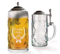 GRAVURMACHER® Boccale per birra con incisione e coperchio in peltro - Boccale da birra Isar 0,5 l con coperchio in peltro - Boccale per birra come regalo per la festa del papà - regalo di compleanno