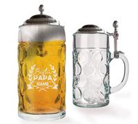 GRAVURMACHER® Boccale per birra con incisione e coperchio in peltro - Boccale da birra Isar 0,5 l con coperchio in peltro - Boccale per birra come regalo per la festa del papà - regalo di compleanno
