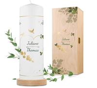 GRAVURZEILE Candela stampata - Cuore - Candela personalizzata con il proprio nome - Regalo per matrimonio agli sposi - Candela pilastro di alta qualità bianca 250/80 mm