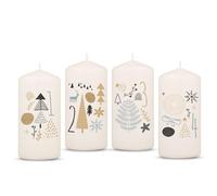 GRAVURZEILE Candele dell'Avvento stampate - Boho - Candele di Natale per la corona dell'Avvento, set da 4 pezzi, decorazione per Natale, regalo per lui e per lei, 120/58 mm