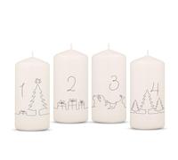GRAVURZEILE Candele dell'Avvento stampate, linea Avvento, candele di Natale per la corona dell'Avvento, set da 4 pezzi, decorazione per Natale, regalo per lui e per lei, candela pilastro 120/58 mm