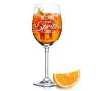 GRAVURZEILE Leonardo Aperol Bicchiere con incisione - ist auf Spritztour - Bicchiere da vino per sangria, Lillet & altro - Idea regalo per gli amanti del cocktail - Bicchiere da vino inciso - Daily
