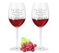 GRAVURZEILE Leonardo Bicchieri da vino con stampa UV - Nozze d'argento 25 anni - Personalizzati con nome e data - Regalo per lei e per lui, per matrimonio, fidanzamento, anniversario - Colore: Daily