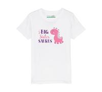 GRAVURZEILE Maglietta stampata per bambini - Big Sister Saurus - Ich werde große Sorister Annuncio - Maglietta per fratelli - Regali per ragazze - 100% cotone, bianco, 110-116