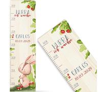 GRAVURZEILE Metro per bambini in legno - Gruppo di animali foresta - con nome per cameretta dei bambini - Scala misura 80 - 140 cm - Dimensioni 20 x 70 x 2 cm - Regalo per nascita per ragazze e