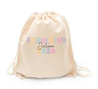 GRAVURZEILE Sacca sportiva stampata - gesso per bambini - Personalizzato con nome - Sacca da palestra con coulisse per scuola e tempo libero - regalo per l'inizio della scuola per ragazzi e ragazze