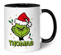 GRAVURZEILE Tazza di Natale stampata - Grinch MiMiMiMi - Personalizzata con nome - Lavabile in lavastoviglie e adatta al microonde - Regalo per lui e per lei a Natale - Nero & Bianco con nome