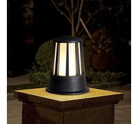 GRAWIT Lampada da Giardino Impermeabile da Esterno E27 Lampada a Colonna Nera Luci a palo Minimalista Lampada da Via a Colonna in Alluminio e Vetro per Cortile Villa Patio Park Street Lanterna a palo