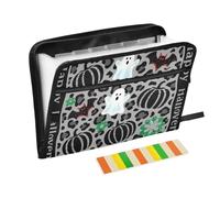 Gray-Black Leopard Print Pumpkin Halloween tasca espandibile file 13 tasche formato A4 lettera con chiusura a cerniera per cartelle portadocumenti