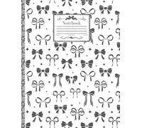 Gray Bow-Themed Paperback College-Ruled 8.5”x11” Notebook: Soft Coquette Cute Pastel Journal with Adorable Ribbon Design - Perfect for Essential Stationery, School Notes, Teens & Women <3