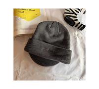 (Gray)Cappello in maglia alla moda con disegno ricamo lettera adatto per clima freddo