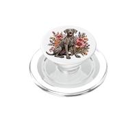 Gray Ghost Hunting Dog Vintage Flowers Floral Weimaraner PopSockets PopGrip per MagSafe