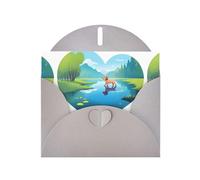 Gray HYTTER Love Puppy Walking by the Lake Prints, biglietto di auguri per Natale, compleanni e anniversari