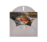 Gray JKIEGOQ Brook - Biglietto di auguri con stampa di pesca alla trota, 10,2 x 15,2 cm, per Natale, San Valentino, matrimonio, inviti per feste