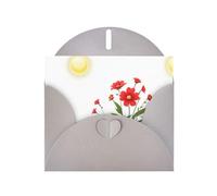 Gray MJHKXLJ - Biglietto di auguri con stampa perlata con piccoli fiori rossi sotto il sole, busta inclusa, perfetto per Natale, compleanni, San Valentino, matrimoni e molto altro ancora