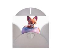Gray MJHKXLJ Little Fox on the pink planet Prints, biglietto di auguri perlato - busta inclusa, perfetto per Natale, compleanni, San Valentino, matrimoni e molto altro ancora