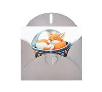 Gray MJHKXLJ Little Fox Sleeping on the Spaceship - Biglietto di auguri perlato con busta inclusa, perfetto per Natale, compleanni, San Valentino, matrimoni e molto altro ancora