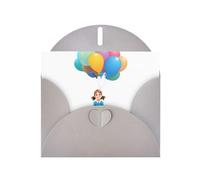 Gray MJHKXLJ Little Girl and Balloons on a bench Prints Pearlized Greeting Card - Busta inclusa - Perfetto per Natale, compleanni, San Valentino, matrimoni e molto altro ancora