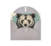 Gray MJHKXLJ Wildlife - Biglietto di auguri perlato con stampa di orsetto disegnato a mano, busta inclusa, perfetto per Natale, compleanni, San Valentino, matrimoni e molto altro ancora