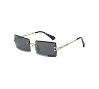 Gray Rectangular Rimless Sunglasses for Women/Men Ultralight Metal Frames Fashion Square Uv400 Glasses Unisex