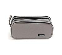 Gray School Pencil Case Large Capacity Pencil Case 3 Compartments School Pencil Case Cosmetic Bag Student Boys Girls Teenagers