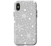 Gray Snowflakes Pattern Winter Christmas Holidays Snow Custodia per iPhone X/XS