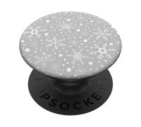 Gray Snowflakes Pattern Winter Christmas Holidays Snow PopSockets PopGrip Adesivo
