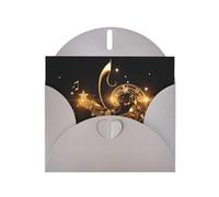 Gray WHJSHOP - Biglietto di auguri con note musicali dorate e stelle lucide, carta perlescente di alta qualità, effetto perlato, busta in carta perlata su entrambi i lati
