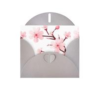 Gray WHJSHOP - Biglietto di auguri con stampa di fiori di ciliegio che cadono - Carta perlescente di alta qualità su entrambi i lati, effetto perlato, busta in carta perlata