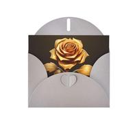 Gray WHJSHOP - Biglietto di auguri con stampa di rose dorate, carta perlescente di alta qualità, double face, effetto perlato, busta in carta perlata