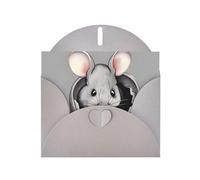 Gray WHJSHOP - Biglietto di auguri con stampa di topi grigi, carta perlescente di alta qualità su entrambi i lati, effetto perlato, busta di carta perlata
