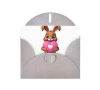 Gray WHJSHOP Brown Rabbit Love Prints Biglietto di auguri - Carta perlescente di alta qualità a doppia faccia effetto perla con fibbia d'amore busta di carta perlata