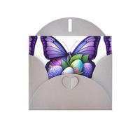 Gray WHJSHOP Easter eggs in the Butterfly Bush Prints, biglietto di auguri - Carta perlescente di alta qualità su entrambi i lati, effetto perlato, busta di carta perlata con fibbia d'amore