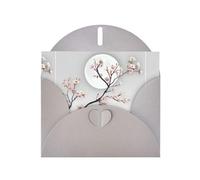 Gray WHJSHOP Flower branches under the moon Prints Greeting Card - High-End Pearlescent Paper Envelope Double Sided Pearl Effect Love Buckle Pearl Paper Envelope