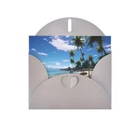 Gray WHJSHOP Paradise Beach Palm Trees Prints, biglietto di auguri in carta perlescente di alta qualità, double face, effetto perlato, busta in carta perlata