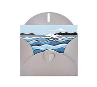 Gray WHJSHOP Waves lapping at the rocks Prints, biglietto di auguri - Carta perlescente di alta qualità su entrambi i lati, effetto perlato, busta di carta perlata con fibbia d'amore