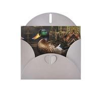 Gray YYHWHJDE - Biglietto d'auguri con immagine di anatra reale 15,2 x 10,2 cm, con effetto perlato su entrambi i lati e inchiostro ecologico