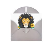 Gray YYHWHJDE - Biglietto di auguri con stampa del leone tra i girasoli, 15 x 10 cm, design unico e alla moda per varie occasioni