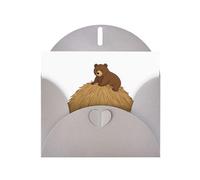 Gray YYHWHJDE Brown Bear in the Haystack - Biglietto di auguri con stampa di orso marrone 15,2 x 10,2 cm, design unico e alla moda per varie occasioni
