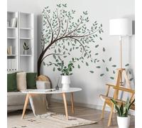 Graz Design - Adesivo da parete con farfalle e rami di alberi verdi, decorazione da parete per soggiorno e camera da letto, in PVC rimovibile e riposizionabile (A)