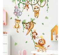 Graz Design - Adesivo da parete per cameretta dei bambini, motivo: animali della giungla, alberi, viti, adesivi da parete, per feste di animali, decorazione da parete, leoni, scimmie, koala, animali,