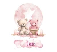 GRAZDesign Graz Design - Adesivo da parete, motivo: orsacchiotto con nome, personalizzabile, per cameretta dei bambini, decorazione rosa per ragazze, 66 x 50 cm