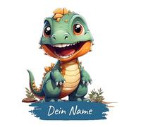 GRAZDesign Graz Design - Adesivo da parete per cameretta dei bambini, motivo dinosauro con nome, 35 x 30 cm