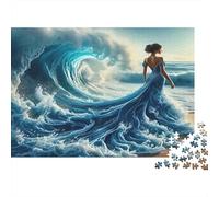 Grazia della donna dell'oceano Puzzle 1000 Pezzi Carta riciclata per adulti Puzzle per adulti Gioco familiare divertente e stimolante Ottima idea regalo per il relax 70x50cm/1000pcs