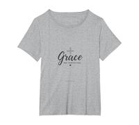 Grazia Non Perfezione Uomini Cristiani Fede Inspirational Maglietta, Donna Plus-Size, Grigio Melange, 1X