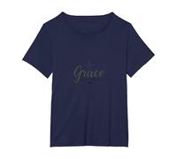 Grazia Non Perfezione Uomini Cristiani Fede Inspirational Maglietta, Donna Plus-Size, Navy, 5X