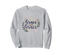 Grazia sulla Grazia Donne cristiane Fede ispiratrice Felpa, Unisex per Adulti, Grigio Melange, XXL