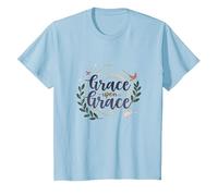 Grazia sulla Grazia Donne cristiane Fede ispiratrice Maglietta, Bambini, Celeste, 4 Anni